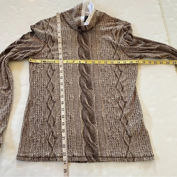 Worth Cableknit Print Pullover Turtleneck Top Womens Size Medium Brown Mockneck - Picture 9 of 10